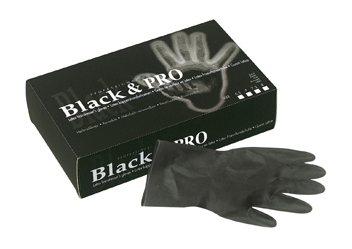 Black latex satin gloves - large